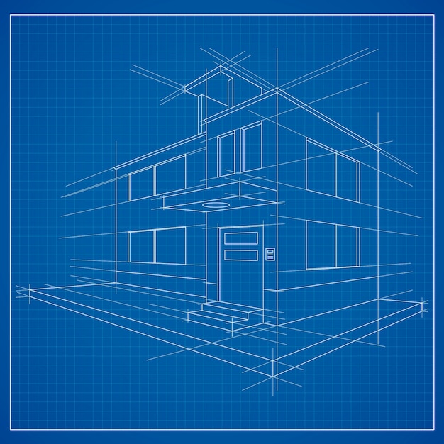 3d blueprint of a building