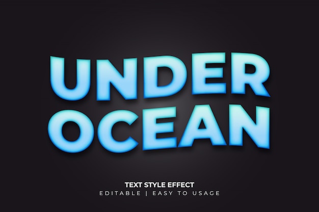 3d Bold Text Style Effect with Blue Gradient and Wavy Style