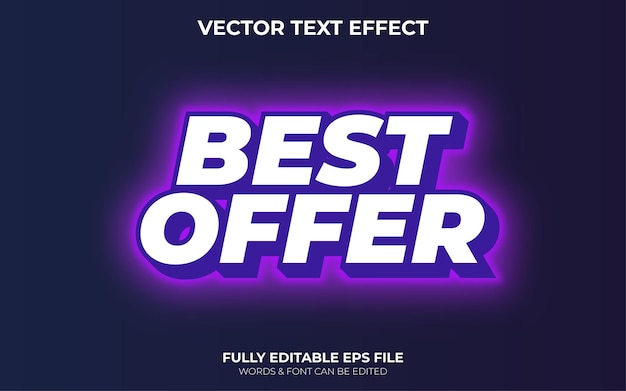 3d Bold Title Best Offer Blue and Purple Text Effect Illustrator