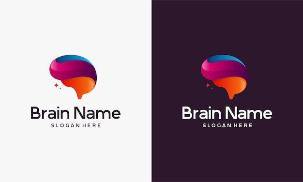 3D Brain Logo template designs, Education logo vector illustration