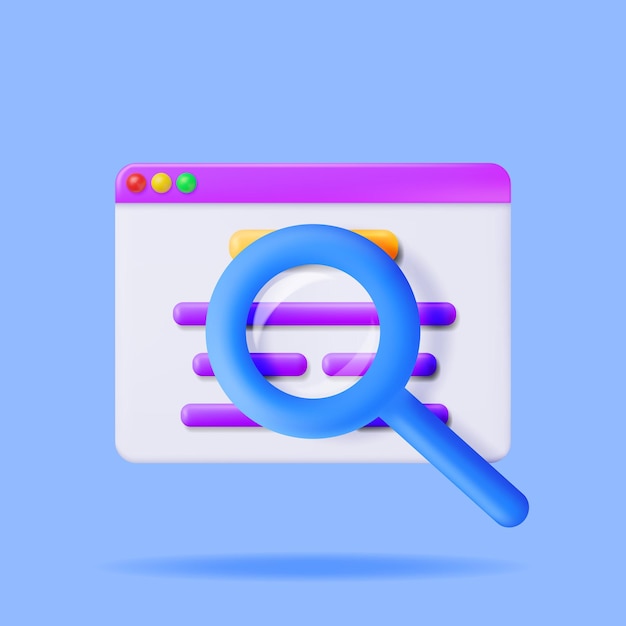 3D Browser Window and Magnifying Glass