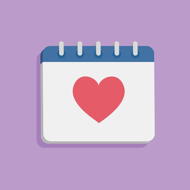 3d calendar concept with heart in minimal cartoon style