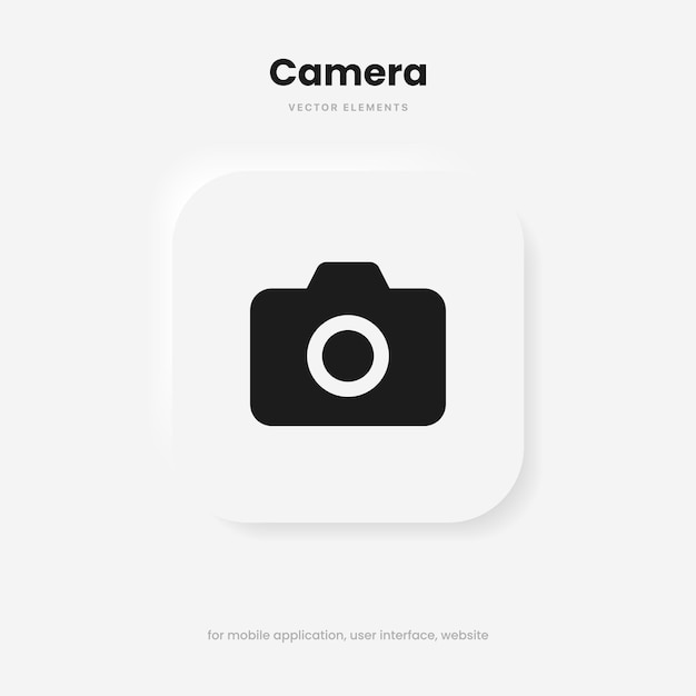 3d camera icon symbol push button. photograph sign. photo icon. cam sign. take a picture symbol