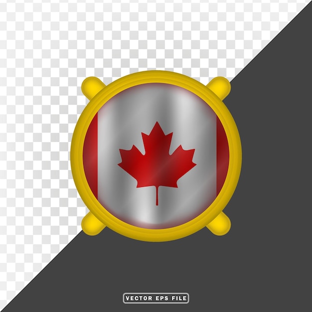 3d canada nation country flag with border circle shield