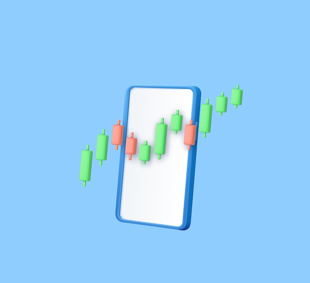 3d Candle stick graph chart of online stock