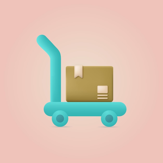 3d cardboard box on trolley Package delivery concept Vector