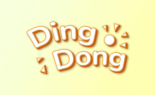 3D Cartoon Ding Dong Text Effect EPS free vector editable