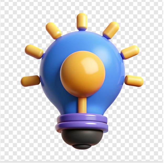 Vector 3d cartoon light bulb idea icon