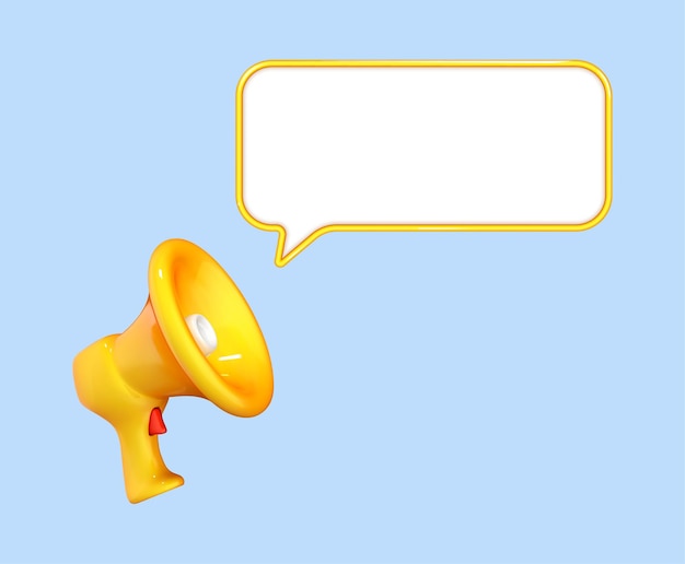 3D cartoon megaphone and speech bubble icon Social media marketing concept Vector 3d illustration