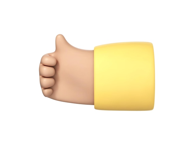 3D cartoon thumb up icon Hand gesture of like ok good success or approve Vector 3d Illustration