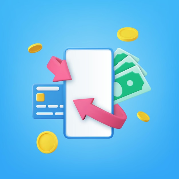 3d Cashback and money refund icon