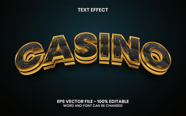 3d casino text effect gold style Editable text effect