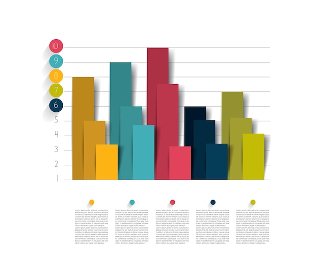 3D chart, graph. Info graphics bar.