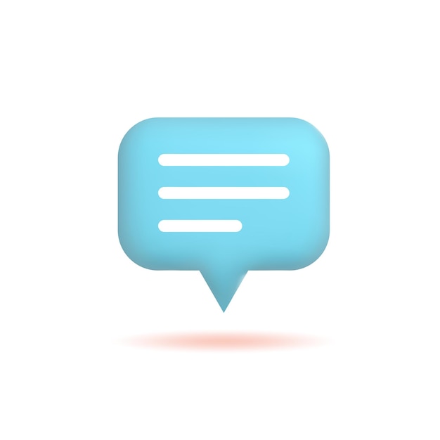 3d chat icon speech bubble with three lines comment Button isolated on white background