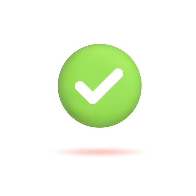 3d check mark icon realistic green tick button isolated on white background Vector illustration