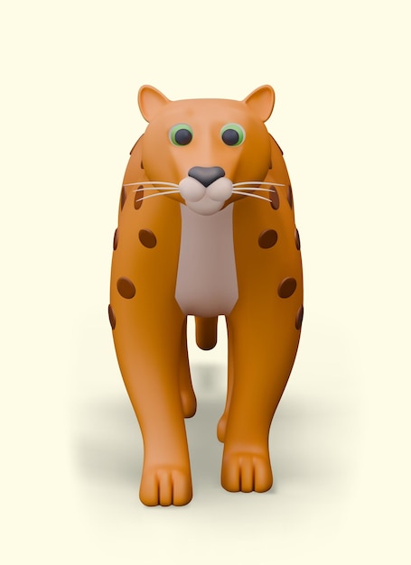 Vector 3d cheetah front view predator from cat family fastest animal