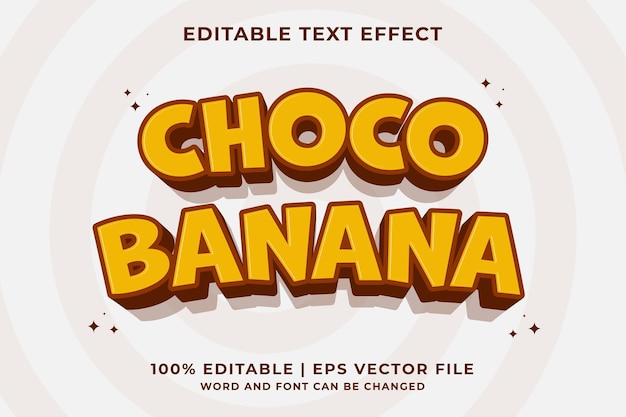 3d Choco Banana Cartoon Editable Text Effect Premium Vector