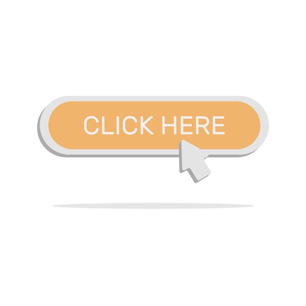 3d click here button concept in minimal cartoon style