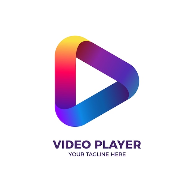 3D Colorful Play Button Media Video Player Logo Template