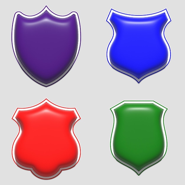 3D COLORFUL SHIELD ICONS COLLECTION