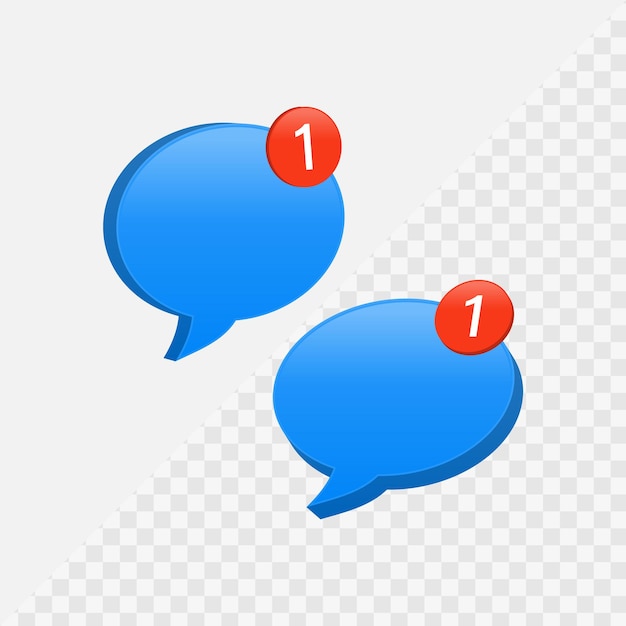 3d comment chat speech bubble with red notification one 1 or new message notifications