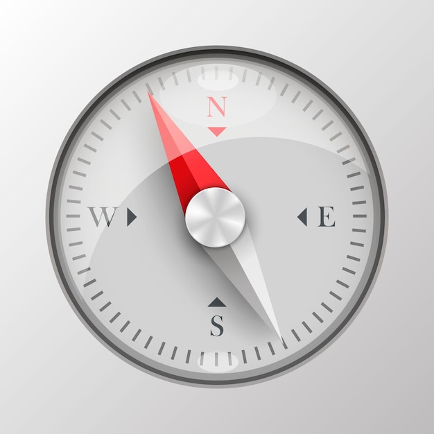 3D compass on white background. Vector illustration