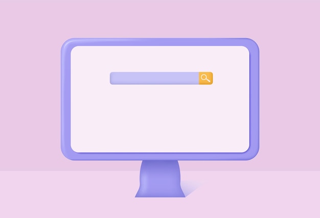 3d computer monitor on an isolated background Vector illustration