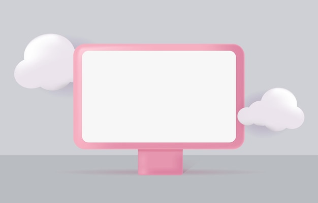 3d computer monitor on an isolated background. Vector illustration