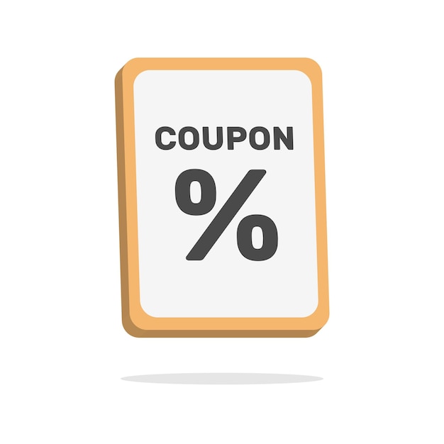 3d coupon paper concept in minimal cartoon style