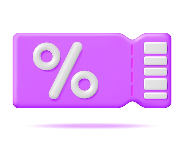 3d Coupon with Percent Symbol Isolated