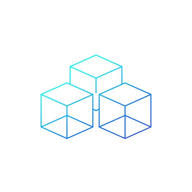 3d cube line icon on white