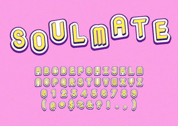 3D Cute Soulmate Alphabets Numbers Set