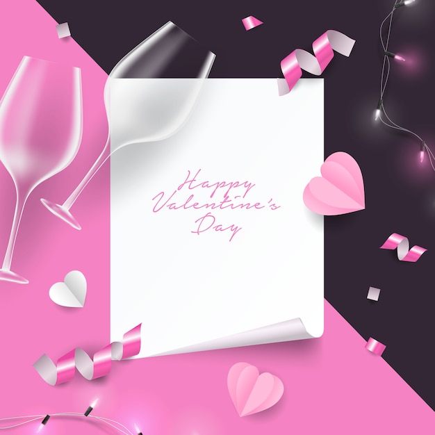 3d cute valentine's day greeting card frame illustration