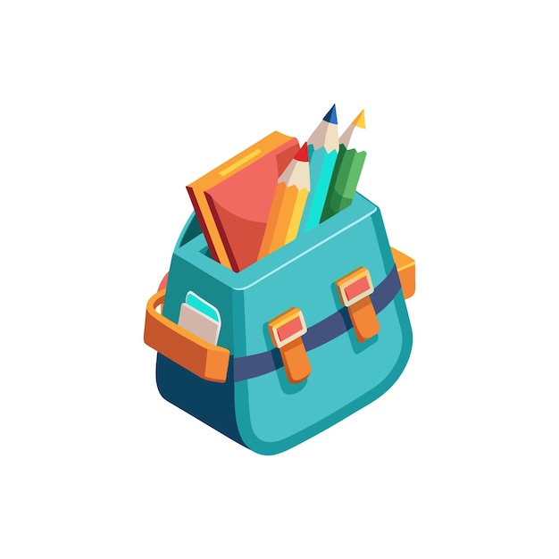 Vector 3d design of school bags and supplies