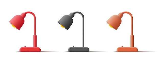 3d desk lamp icon render illustration set of objects