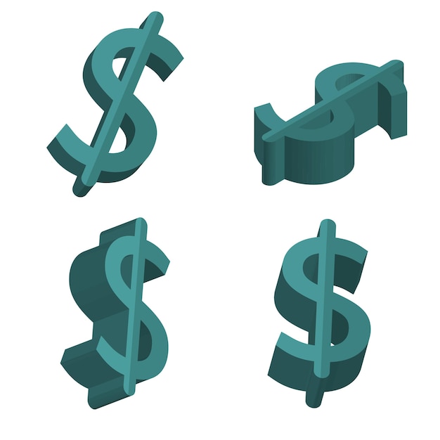 Vector 3d dollar sign schedule realistic vector green concept