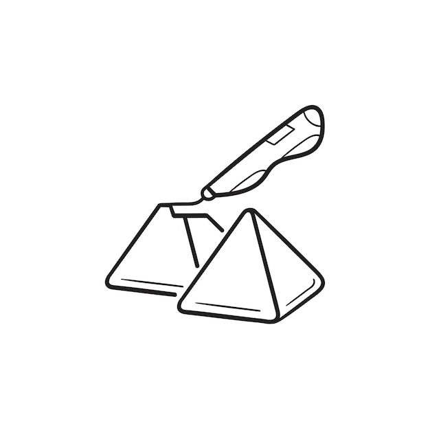 3d doodler pen creating pyramids hand drawn outline doodle icon. Future technologies and innovations concept