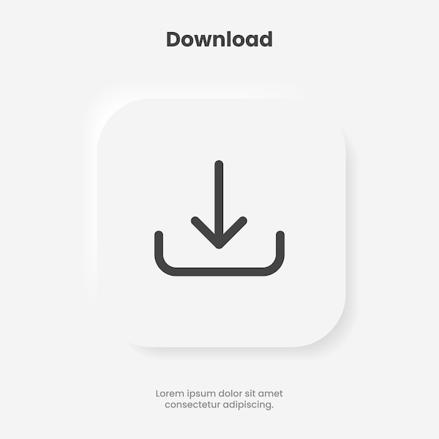 3d download button icon. upload icon. down arrow bottom side symbol. click here button for ui ux