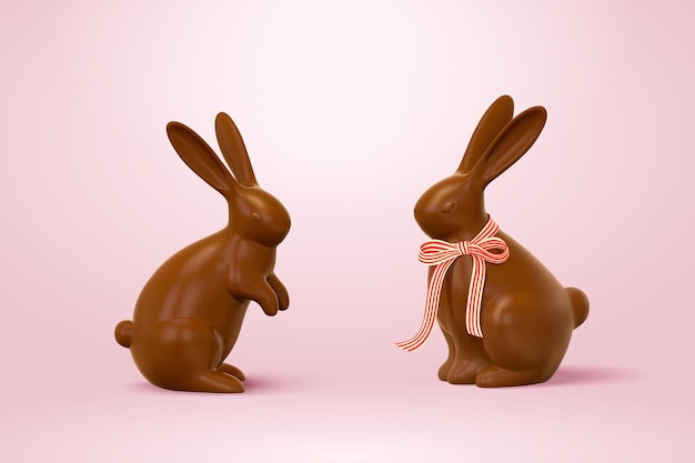 3d Easter chocolate rabbits