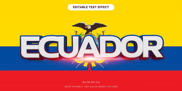 3D Editable Ecuador flag Style Text Effect vector