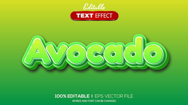 3D editable text effect avocado theme