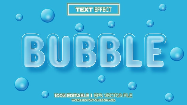 3d editable text effect bubble theme premium vector