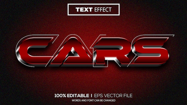 3d editable text effect cars theme premium vector