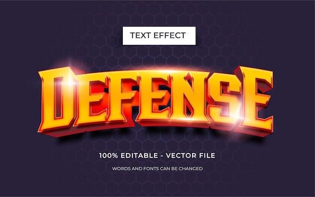 3D editable text effect Deffense text example