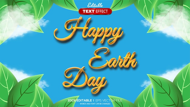 3D editable text effect earth day theme