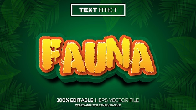 3d editable text effect fauna theme premium vector