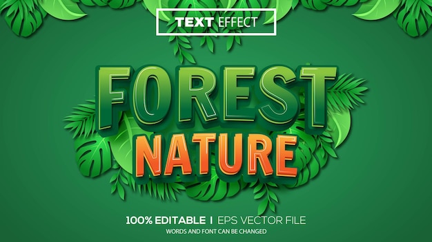 3d editable text effect forest theme premium vector