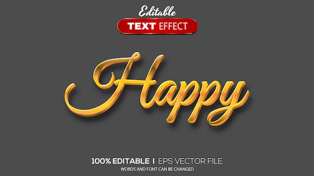 3D editable text effect happy theme