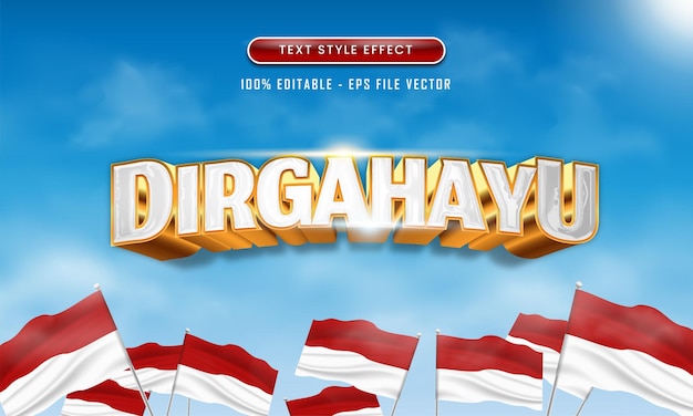 3d editable text effect for indonesia independence day on red and white flag 3d Premium vector