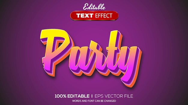 3D editable text effect party theme